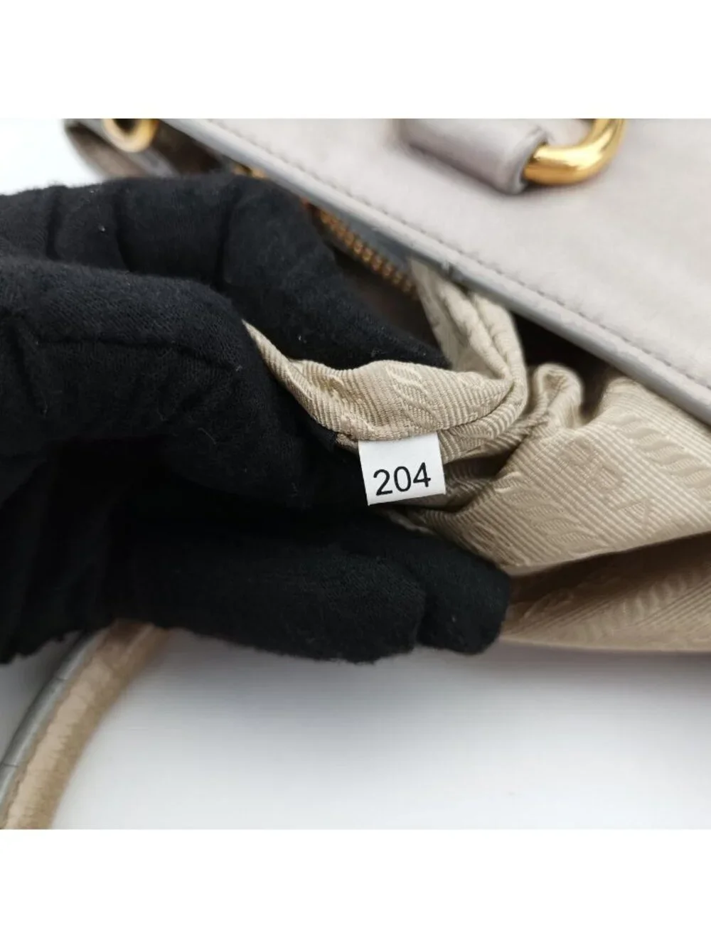Prada Calf Shine Cles I Beige Leather Shoulder